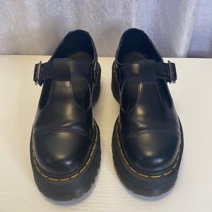 Black BETHAN POLISHED SMOOTH LEATHER PLATFORM SHOES Size 6